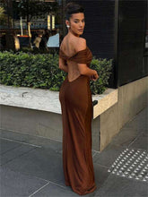 Tossy Plissee Off-Shoulder Elegante Lange Kleid Für Frauen Twist Backless Patchwork Fashion Solid Party Kleid Sommer Maxi Kleid Neue